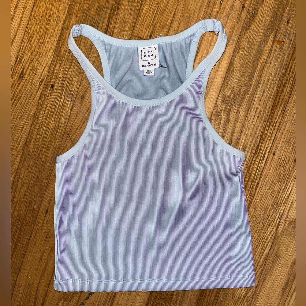 NYLORA x Barry’s Light Blue Ribbed Tank Top
